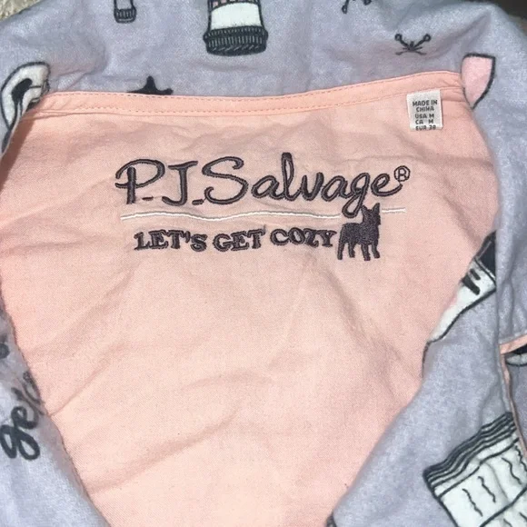 P.J. Savage pajama set gray let’s get cozy print EUC size M - Picture 2 of 10